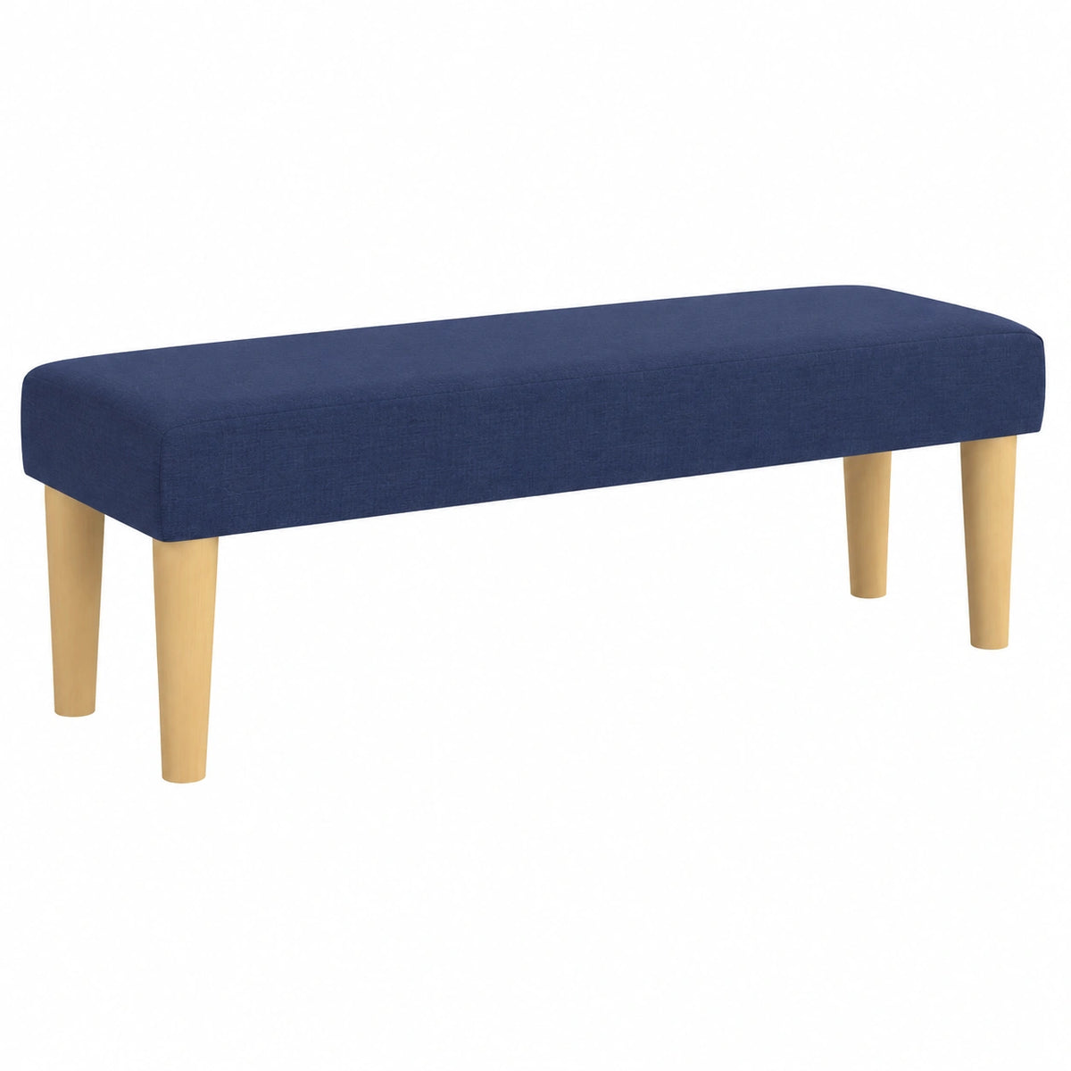 Moderne Polsterbank mit Holzbeinen, Blau, für Wohnzimmer und Flur