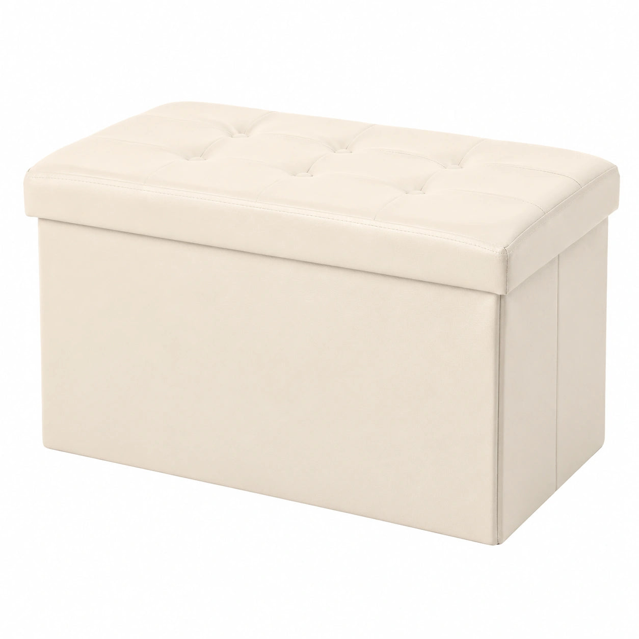 COSYLAND Faltbare Sitzbank mit Stauraum, 76 x 38 x 38 cm, Beige, bis 200 kg belastbar