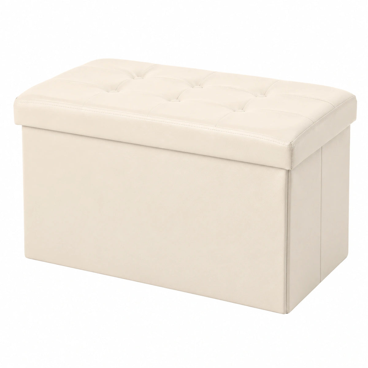COSYLAND Faltbare Sitzbank mit Stauraum, 76 x 38 x 38 cm, Beige, bis 200 kg belastbar