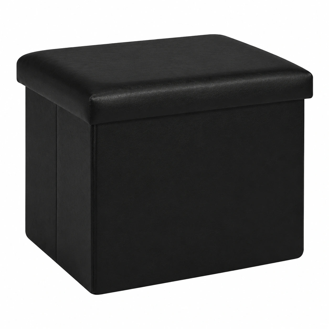 Bonlife Faltbare Aufbewahrungstruhe aus Kunstleder, Rechteckig, Stauraumhocker f¨¹r Wohnzimmer, Flur & Schlafzimmer, Schwarz, 42x32x32 cm