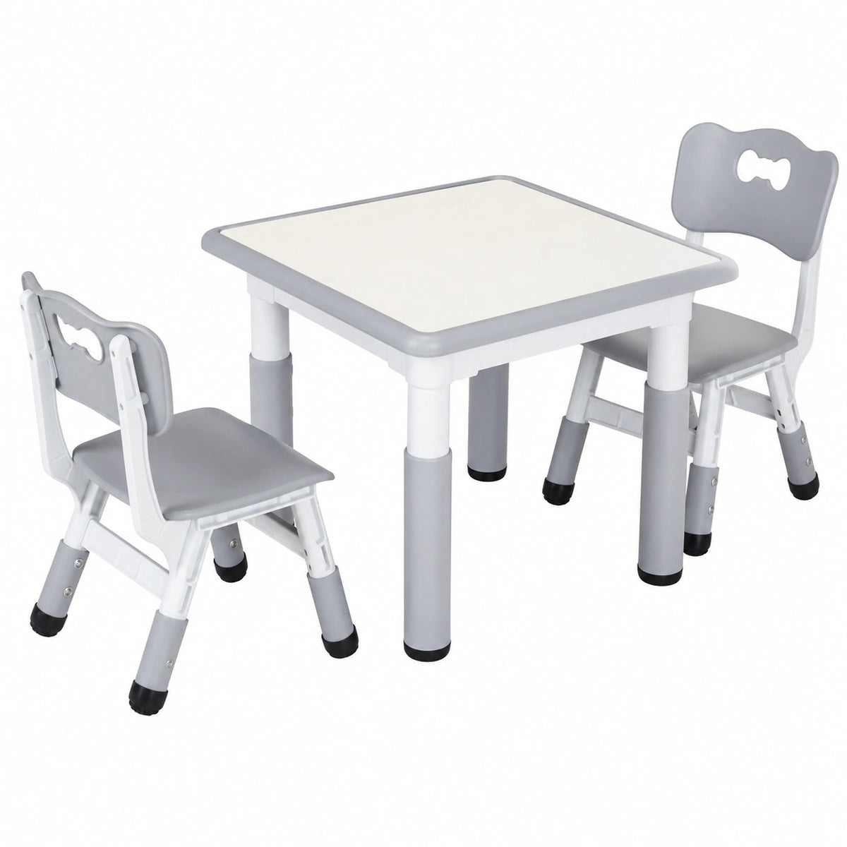 Höhenverstellbarer Kindertisch mit 2 Stühlen - Ergonomisches, Multifunktionales Spielset in Grau für Kinderzimmer