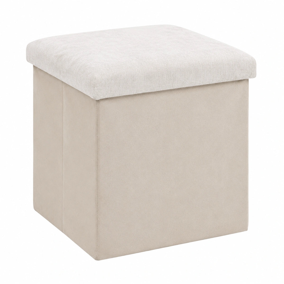 Beiger Sitzhocker mit Stauraum, gepolstert für Wohnzimmer, Schlafzimmer und Flur