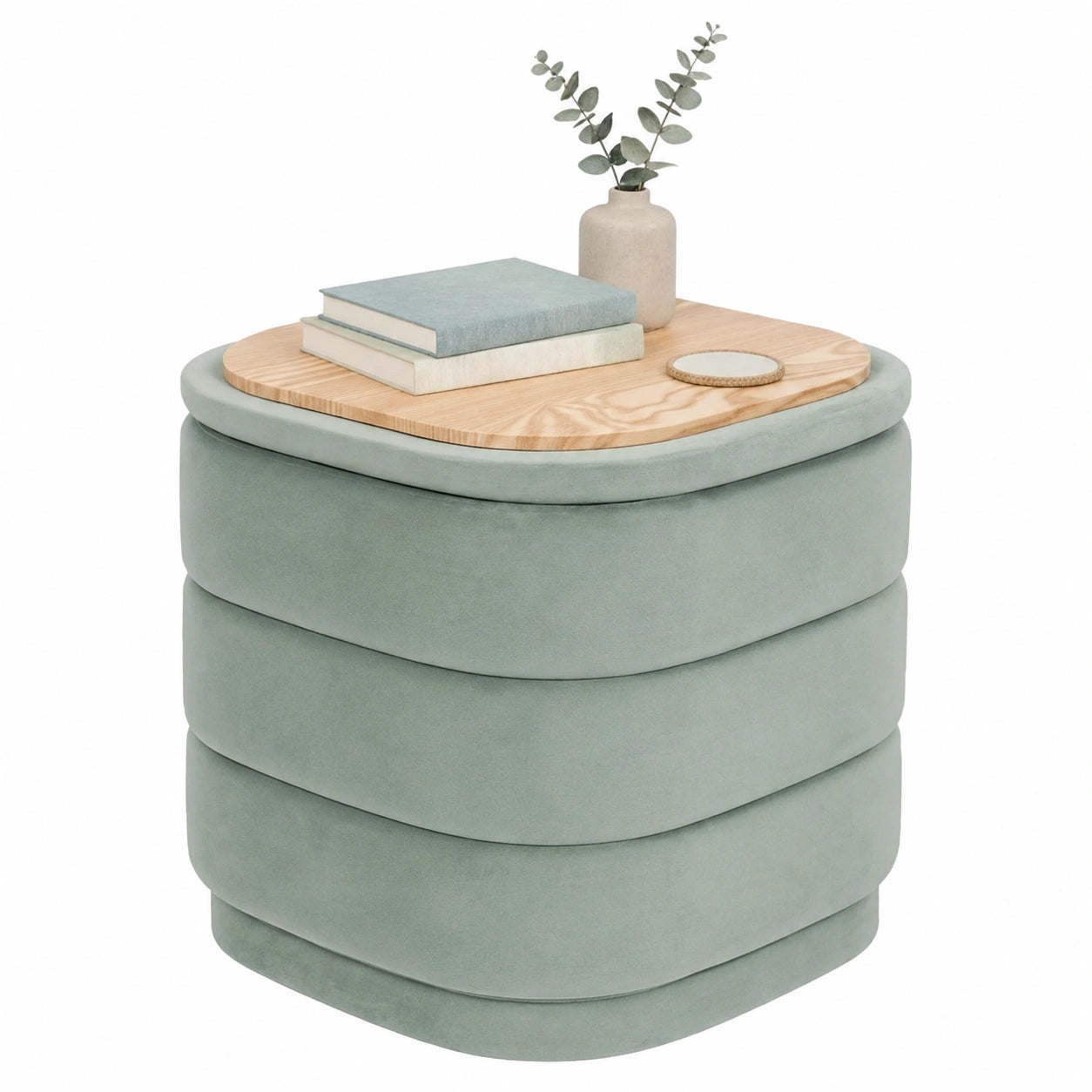 Klappbarer Bonlife Aufbewahrungshocker aus Samt in Salbeigr¨¹n, 38x38x38cm, vielseitig f¨¹r Wohnzimmer und Schlafzimmer