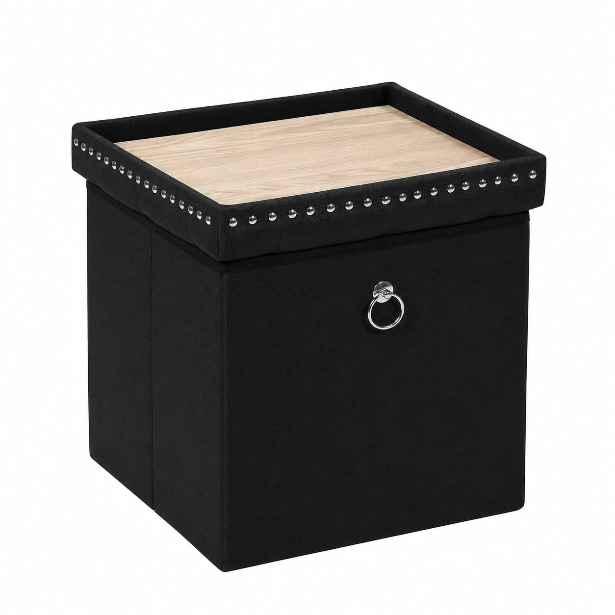 Klappbarer Bonlife Sitzhocker mit Stauraum, quadratische Aufbewahrungstruhe in Schwarz, ideal f¨¹r Flur, Wohnzimmer und Schlafzimmer, 40x40x40cm