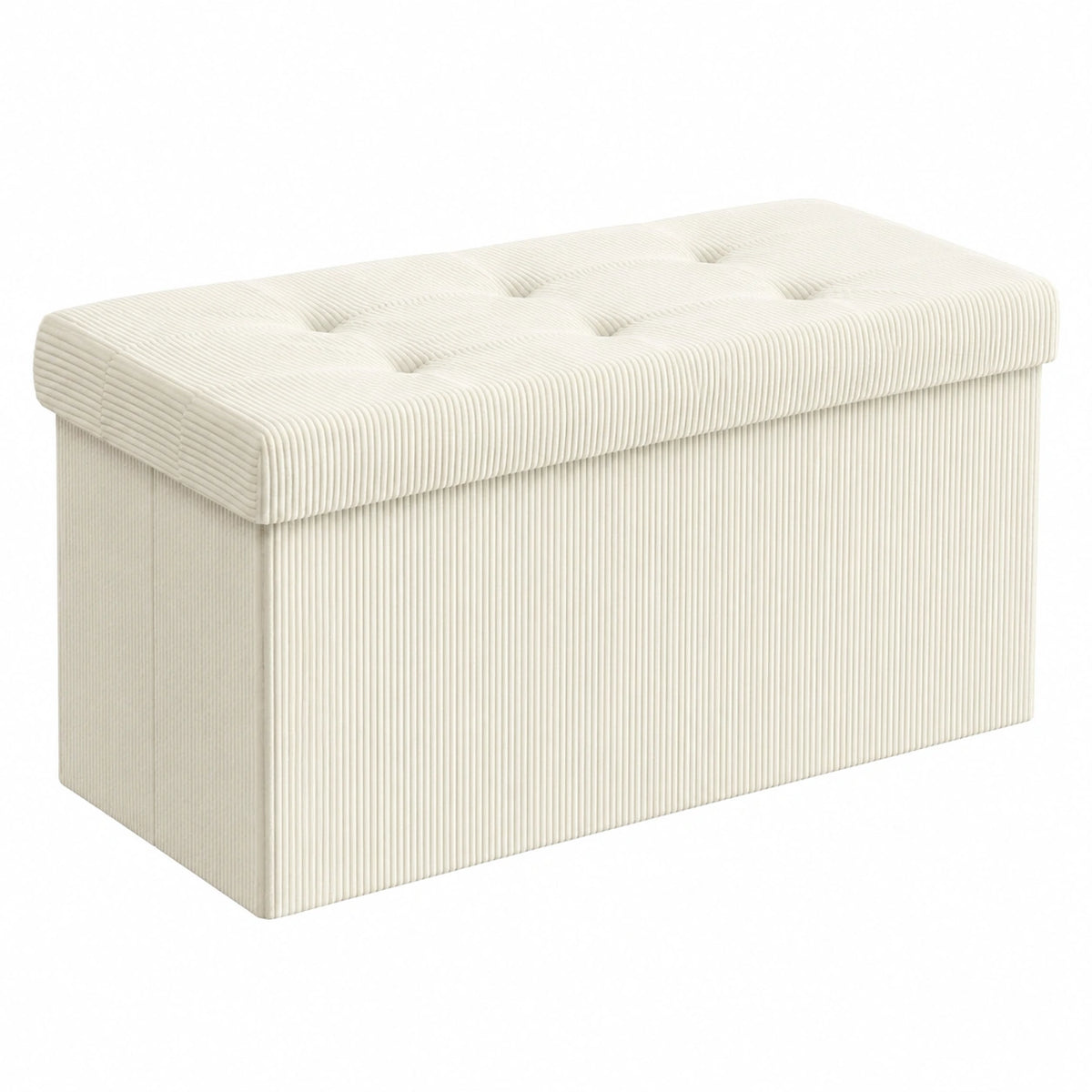 Klappbare SONGMICS Sitzbank mit 300 kg Tragkraft, Stauraum, Cremeweiß, 38 x 76 x 38 cm
