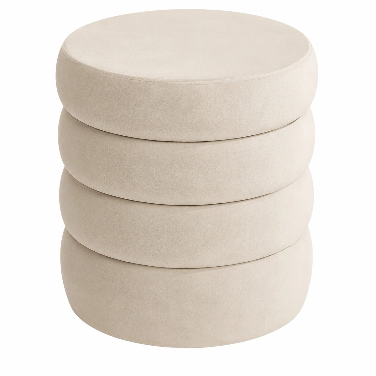 Blumtal Runder Samt-Hocker mit Stauraum, Weicher Polsterhocker 42x42x47 cm, Sitzhocker in Creme für Schminktisch