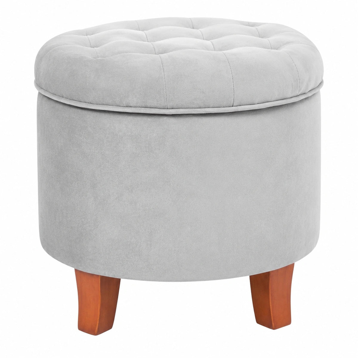 Samt Stauraum-Ottomane mit Deckel für Wohnzimmer & Schlafzimmer, Grau