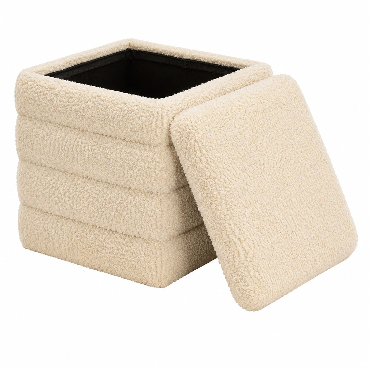WOLTU Teddyfleece Sitztruhe, faltbar, mit Stauraum, beige, für Wohnzimmer, Schlafzimmer und Flur