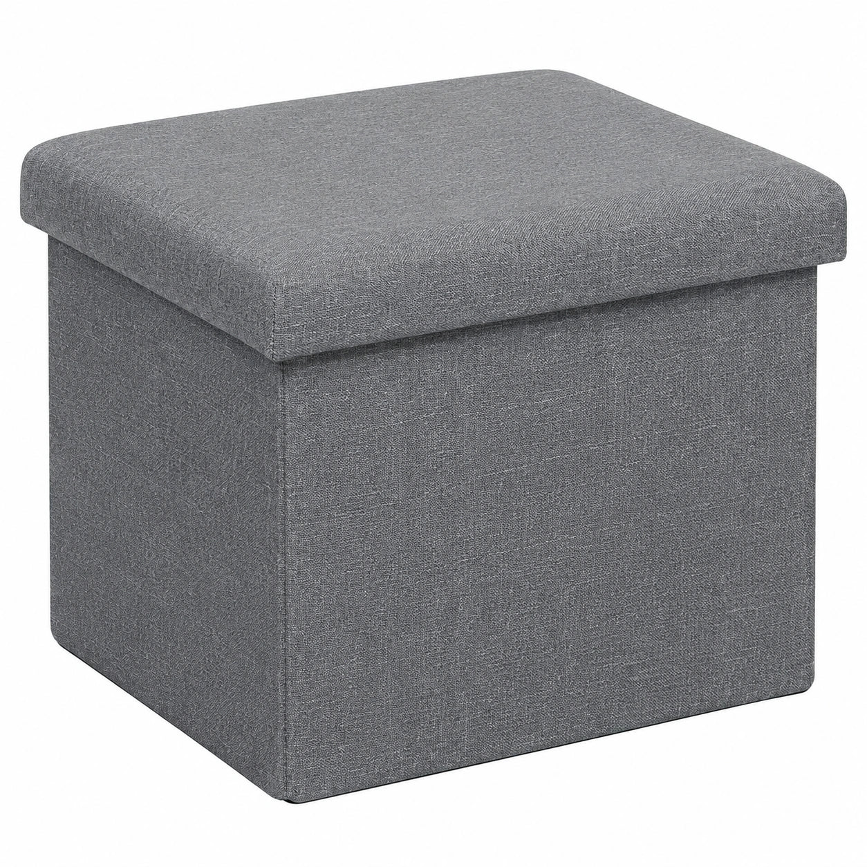 Faltbarer Leinen-Aufbewahrungshocker mit Staufach, Sitzbank f¨¹r Wohnzimmer und Kinderzimmer, 42x32x32 cm, Grau