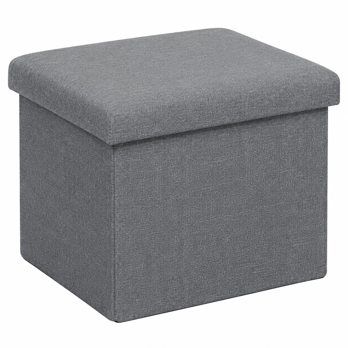 Faltbarer Leinen-Aufbewahrungshocker mit Staufach, Sitzbank für Wohnzimmer und Kinderzimmer, 42x32x32 cm, Grau
