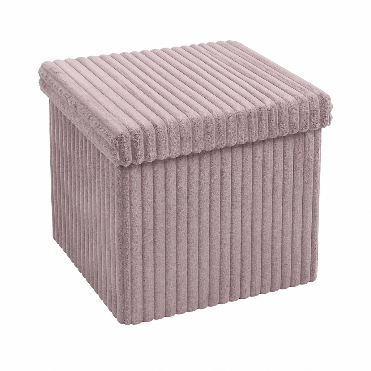 Faltbarer Samt Sitzhocker mit Stauraum, Blush Pink, 38x38 cm