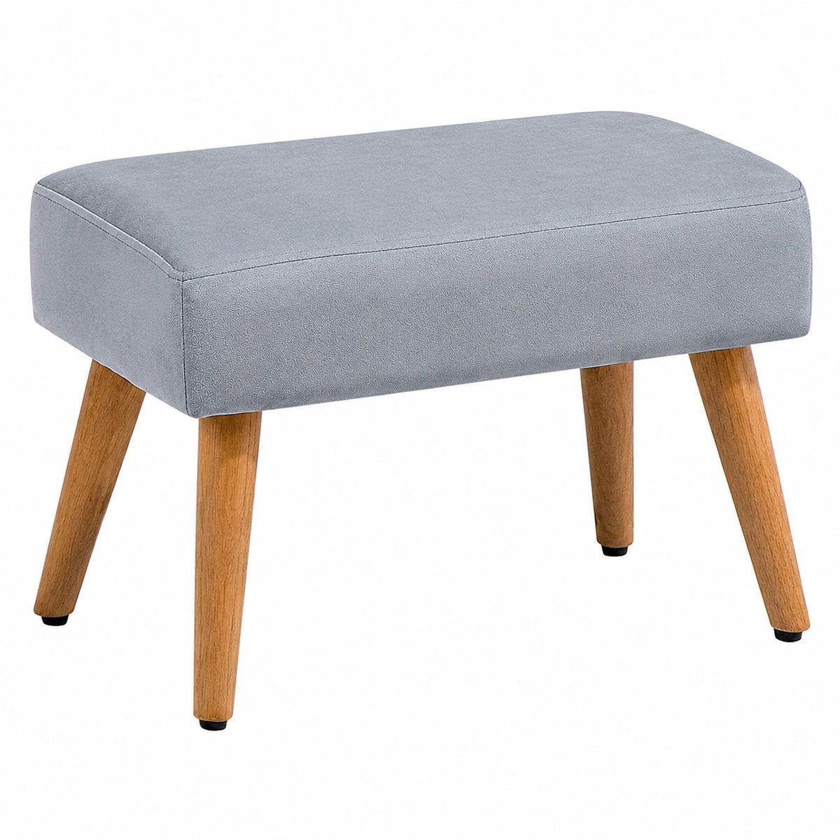 Moderner Grauer Samthocker mit Holzbeinen - Takoma Design