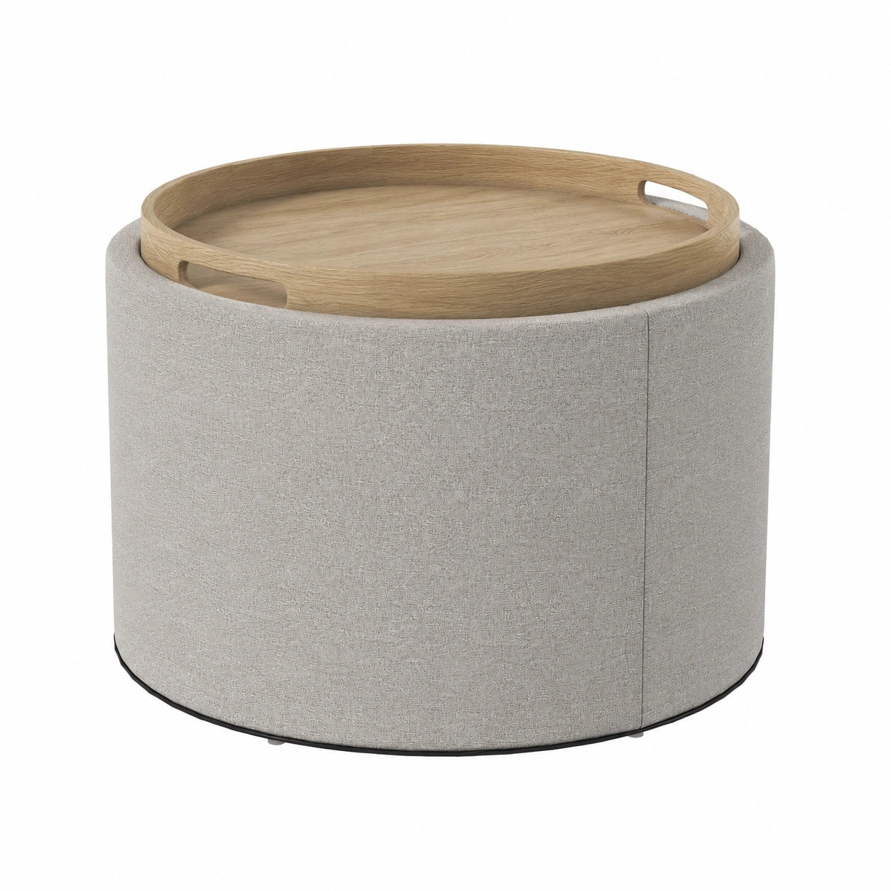 HOMCOM Runde Polsterhocker mit Stauraum und Klappdeckel, Leinenoptik, 56 x 56 x 42 cm, Hellgrau