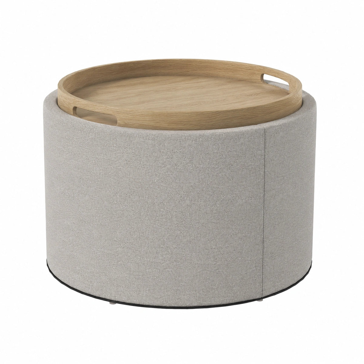HOMCOM Runde Polsterhocker mit Stauraum und Klappdeckel, Leinenoptik, 56 x 56 x 42 cm, Hellgrau