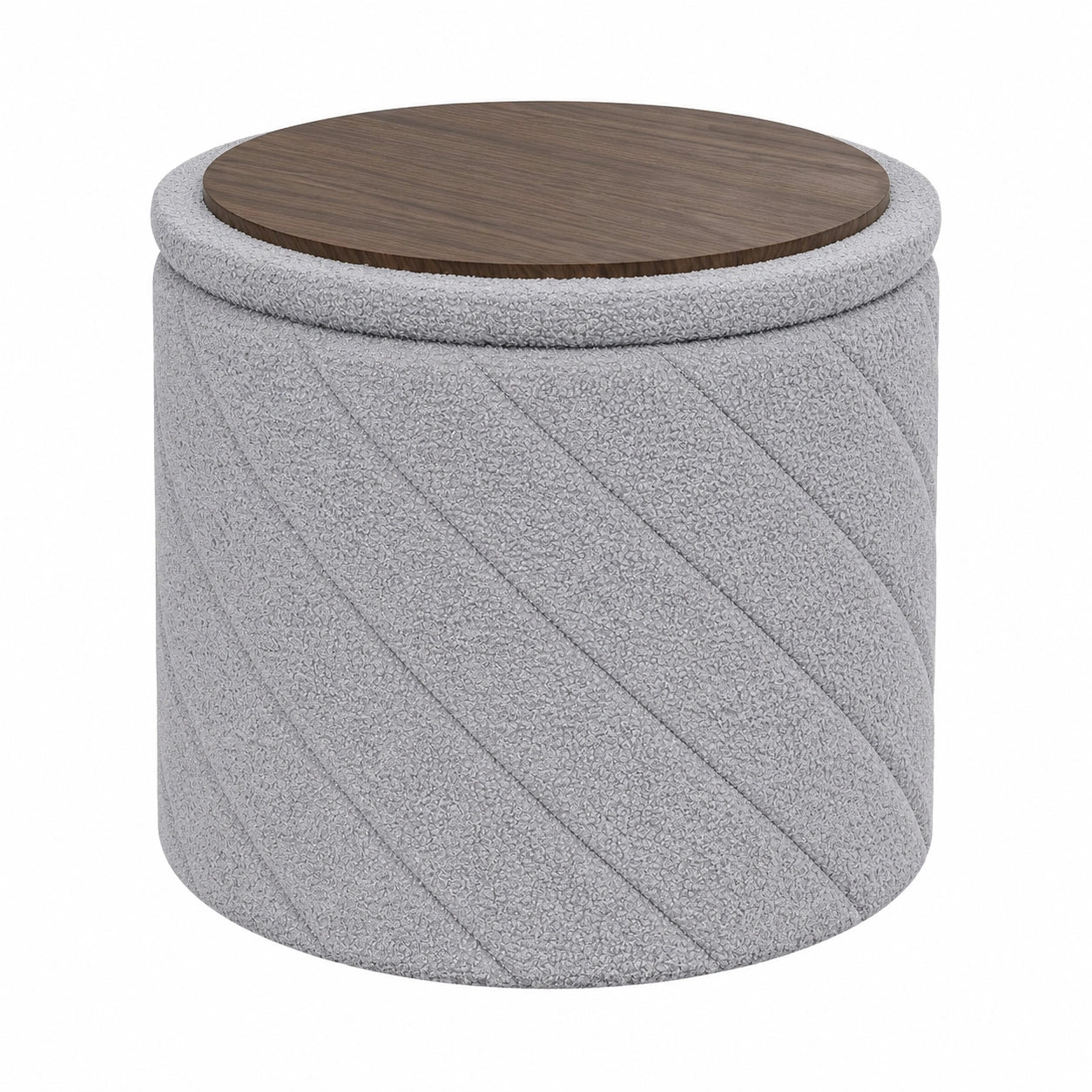 Runder PINPLUS Sitzhocker mit Stauraum in Grau, Weicher Boucl¨¦, Faltbar, Ideal f¨¹r Wohnzimmer & Schlafzimmer, ? 43 x 45 cm