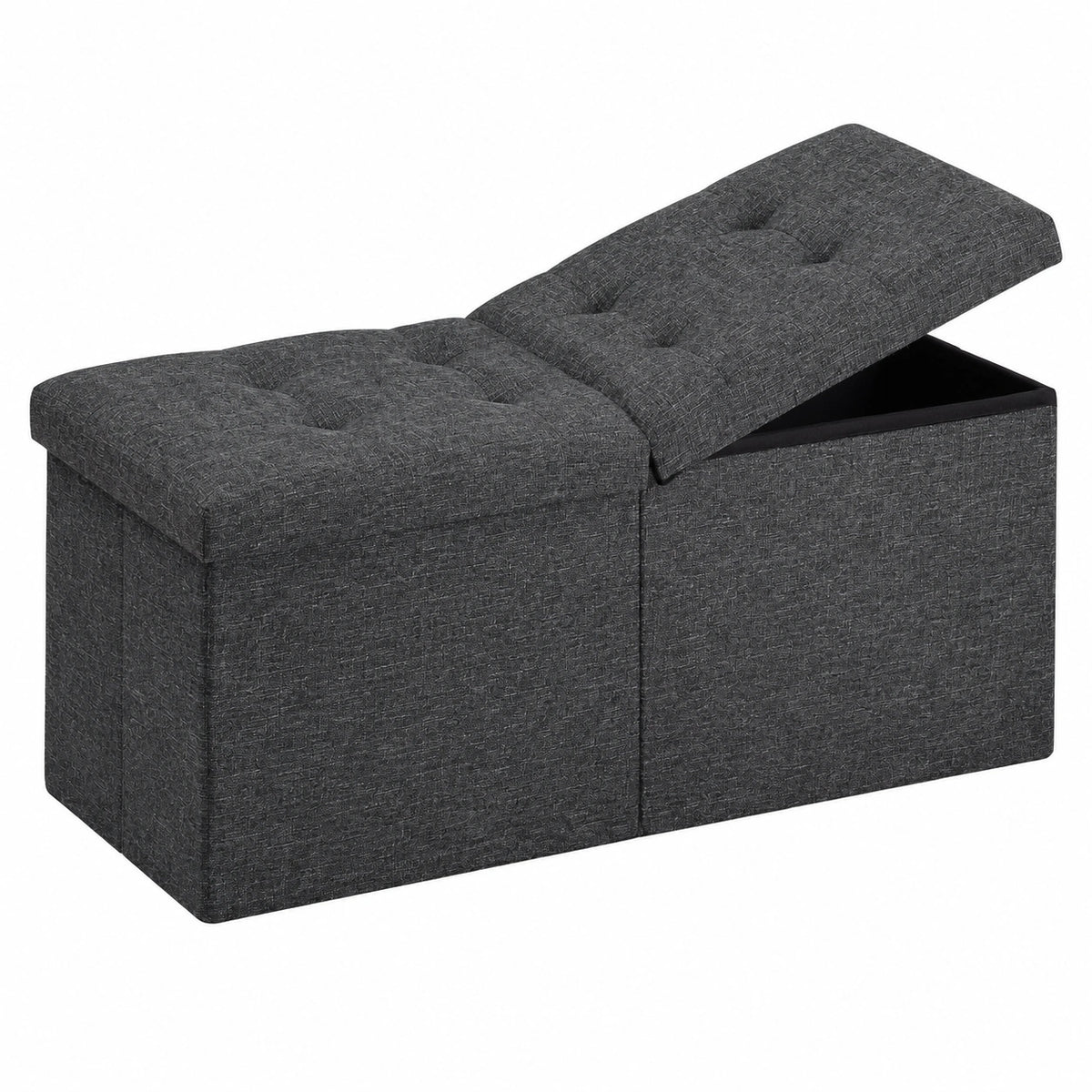 Faltbarer JIUYOTREE Sitzhocker mit Stauraum, 33x80x33 cm, Fußbank für Wohnzimmer, Flur & Schlafzimmer, Elfenbeinweiß/Dunkelgrau