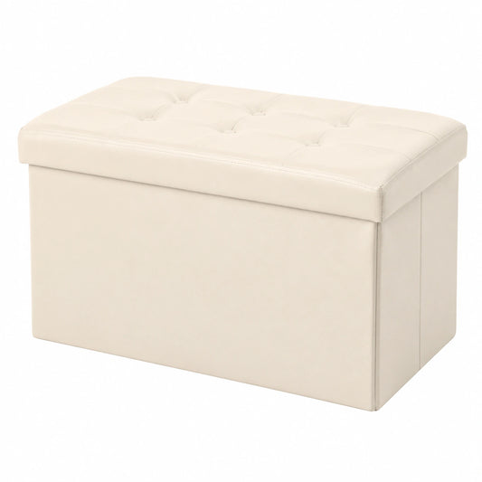 COSYLAND Faltbare Sitzbank mit Stauraum, 76 x 38 x 38 cm, Beige, bis 200 kg belastbar