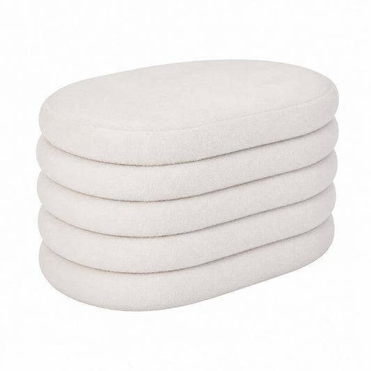 Atmosphera - Giulia Hocker mit Stauraum, wei?er Boucl¨¦-Stoff, 59 x 45 x 40 cm - Ideal f¨¹r Zuhause