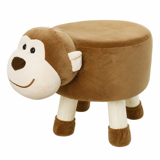PrimoLiving Kinderhocker Affe - Pl¨¹sch Sitzhocker f¨¹r Kleinkinder mit Holzbeinen, Tiermotiv f¨¹r das Kinderzimmer