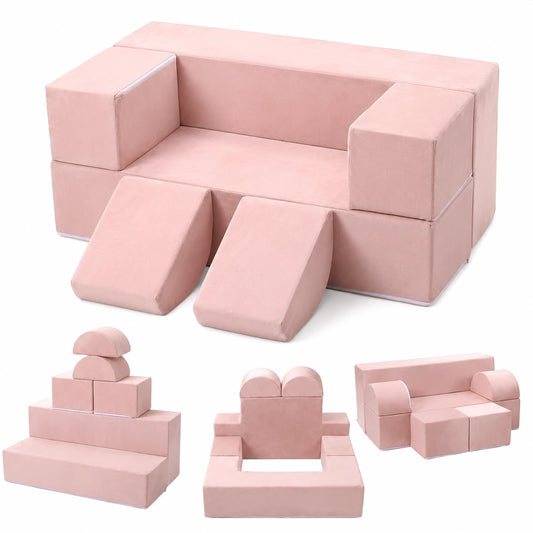 GarveeHome 6-teiliges Kindersofa-Set, Modulares Spielsofa f¨¹r Kreativit?t und Entspannung, Wohnzimmer & Kinderzimmer, Rosa, 100 x 70 x 40 cm