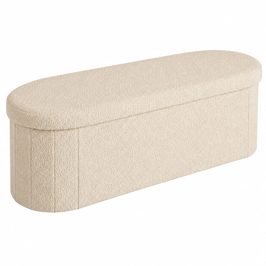 Bonlife Aufbewahrungsbank mit Stauraum, faltbare Sitztruhe f¨¹r Flur, Wohnzimmer und Schlafzimmer, 110cm, Beige