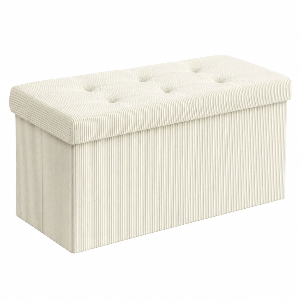 Klappbare SONGMICS Sitzbank mit 300 kg Tragkraft, Stauraum, Cremewei?, 38 x 76 x 38 cm