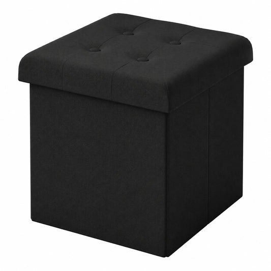 WOLTU Faltbarer Aufbewahrungshocker, Sitzw¨¹rfel mit Stauraum, 30x30x30 cm, Schwarz, f¨¹r Wohn- und Schlafzimmer
