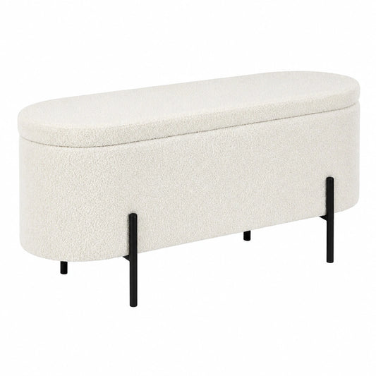 Moderne Polsterbank mit Boucl¨¦-Stoff und Stauraum im skandinavischen Design