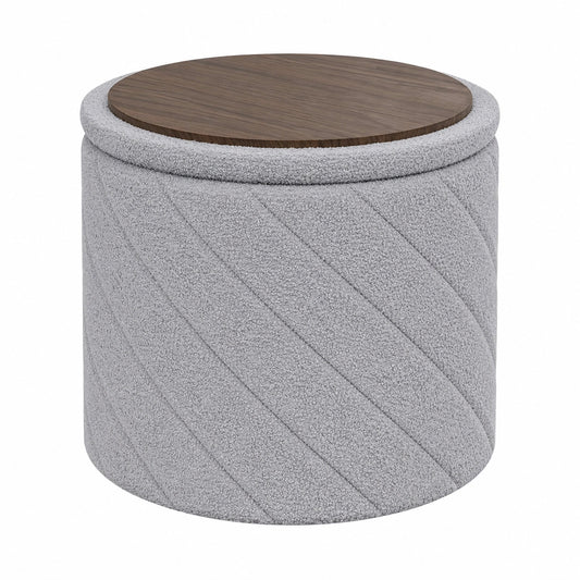 Runder PINPLUS Sitzhocker mit Stauraum in Grau, Weicher Boucl¨¦, Faltbar, Ideal f¨¹r Wohnzimmer & Schlafzimmer, ? 43 x 45 cm
