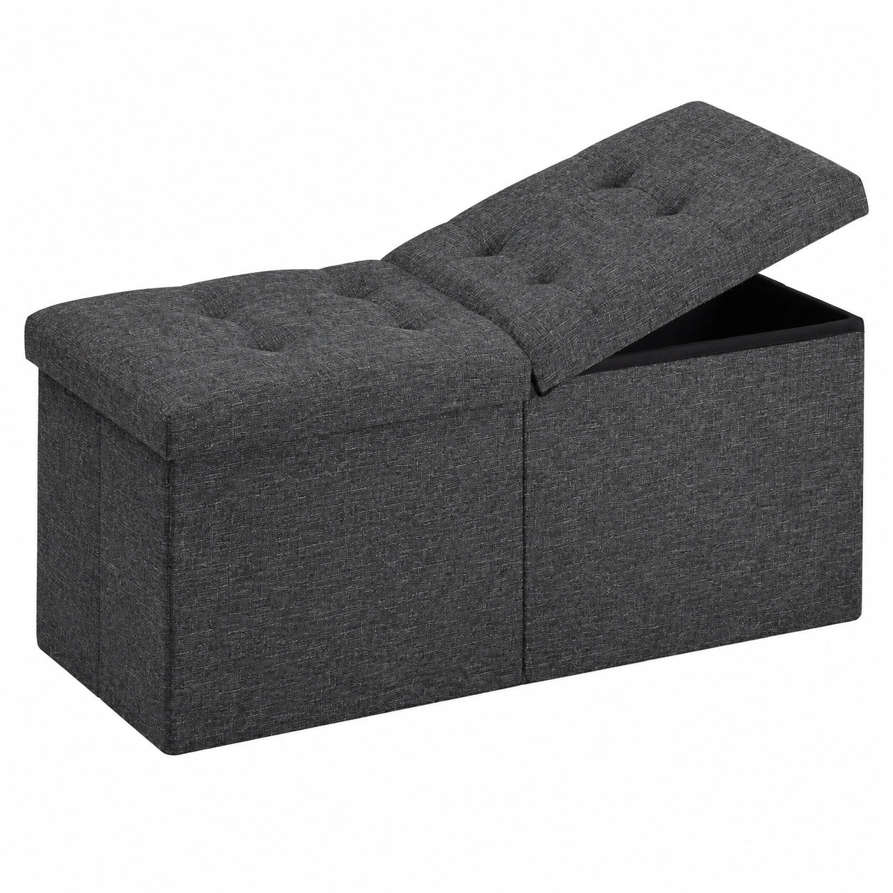 Faltbarer JIUYOTREE Sitzhocker mit Stauraum, 33x80x33 cm, Fu?bank f¨¹r Wohnzimmer, Flur & Schlafzimmer, Elfenbeinwei?/Dunkelgrau