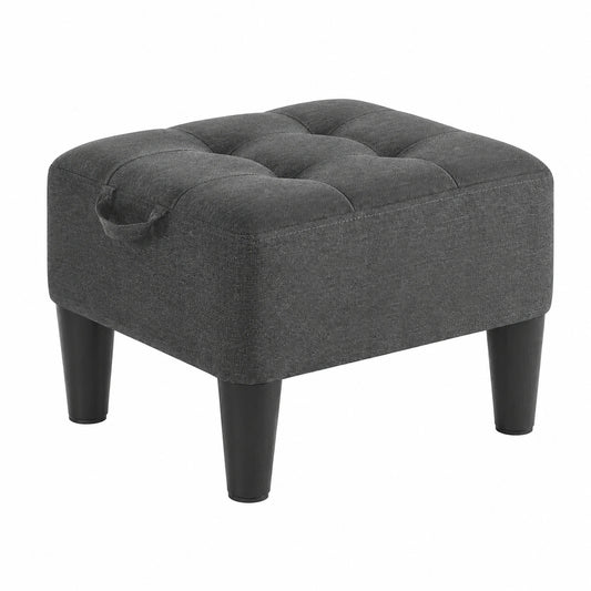 Sitzhocker aus Leinenimitat, belastbar bis 150 kg, schiefergrau/tintenschwarz, ideal f¨¹r Wohn- und Schlafzimmer